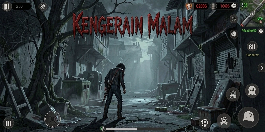 Tampilan gameplay menegangkan dengan suasana horor yang kental.