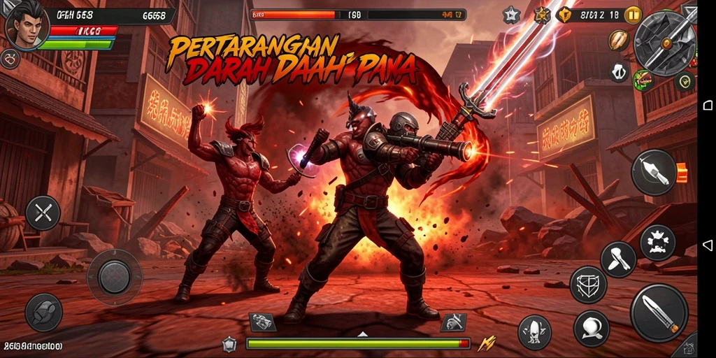 Tampilan gameplay seru dalam G668 dengan pertarungan karakter.