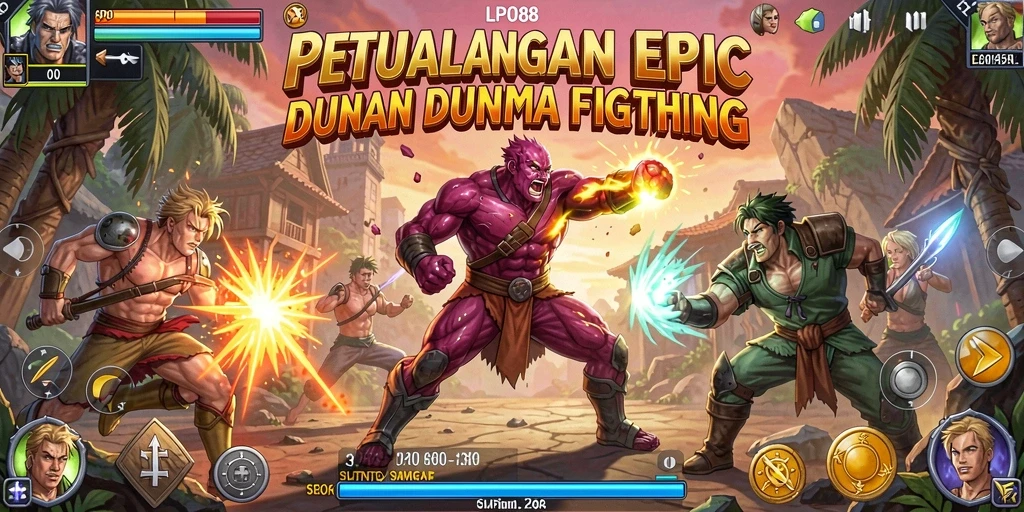 Screenshot gameplay LPO88 menampilkan pertarungan intens dan karakter beraksi.