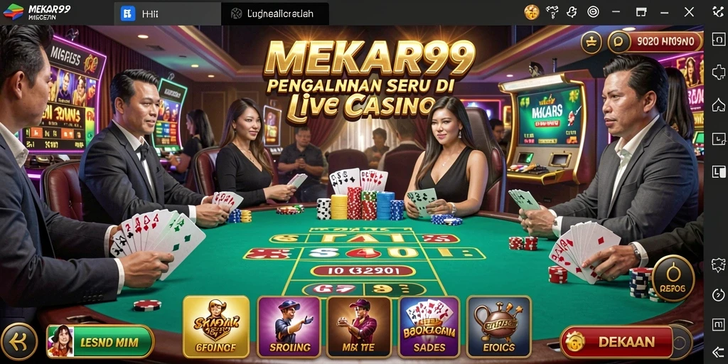Tampilan gameplay Live Casino MEKAR99 dengan dealer profesional.
