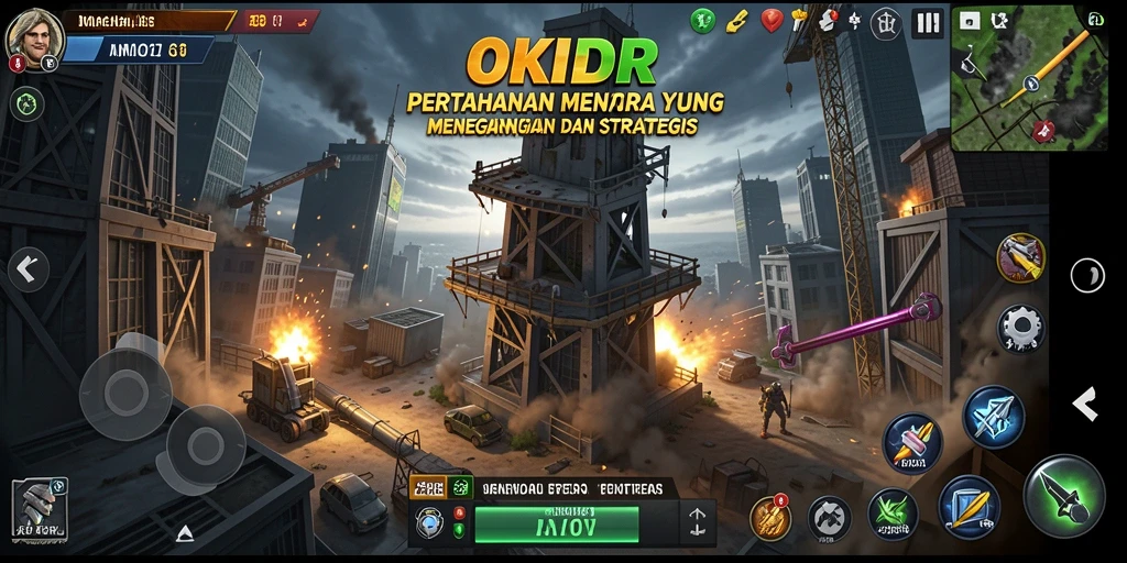 Tampilan gameplay menegangkan dari OKIDR saat mempertahankan menara.