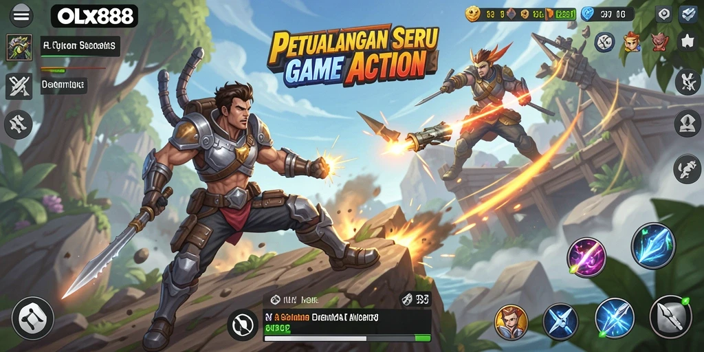 Tampilan aksi penuh ketegangan dalam OLX888 dengan grafis yang memukau.