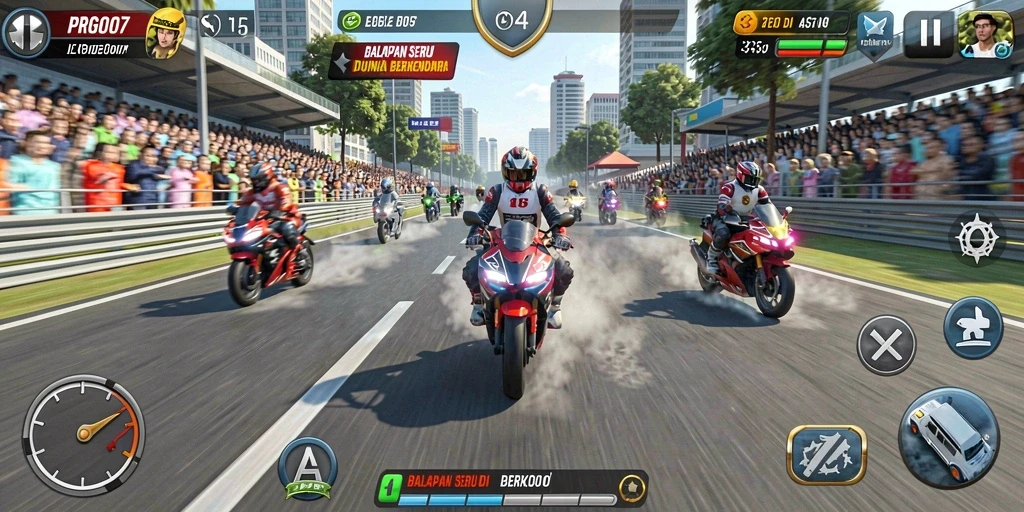 Gameplay menarik dengan adrenalin tinggi dalam balapan seru.