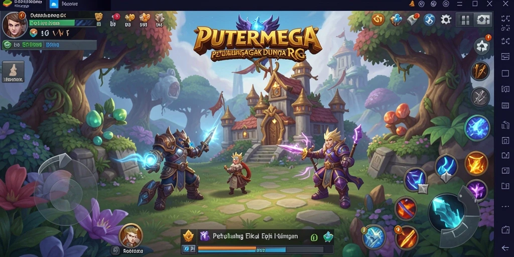 Screenshot gameplay PUTERMEGA menampilkan karakter yang sedang beraksi di dunia RPG.