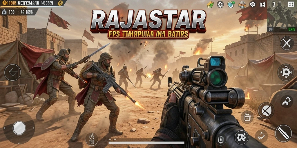 Tampilan gameplay intens dari RAJASTAR dalam aksi FPS.