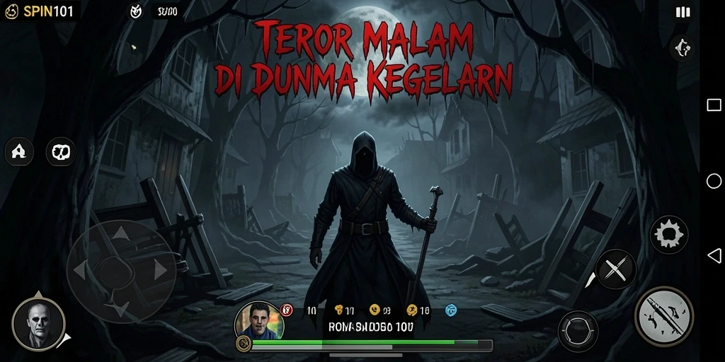Screenshot dari gameplay SPIN101 menampilkan suasana Horror yang mencekam.