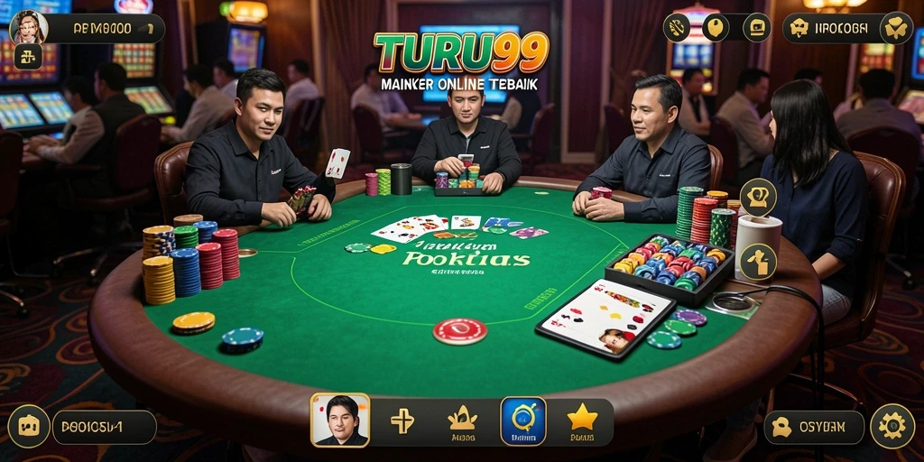 Tampilan screenshot menunjukkan keseruan permainan Poker di TURU99.