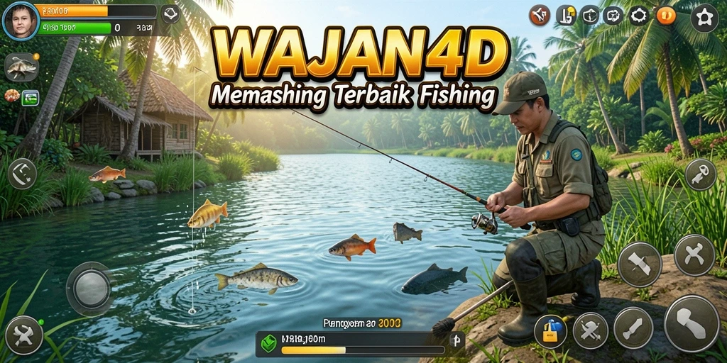 Tampilan gameplay menegangkan dalam permainan memancing WAJAN4D.